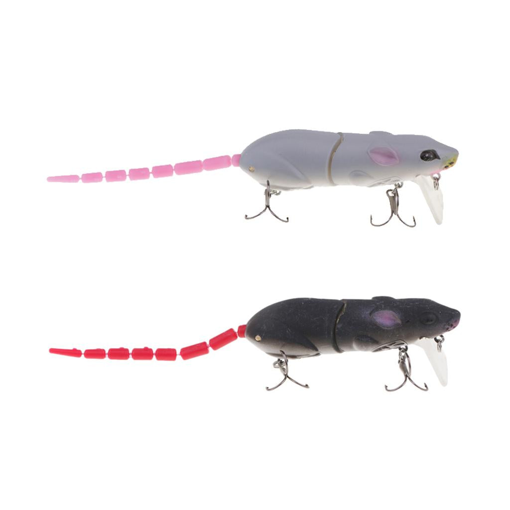 2pcs Soft Multi-joint Tail Mice Rat Lures Topwater Fishing Lure Bass Baits