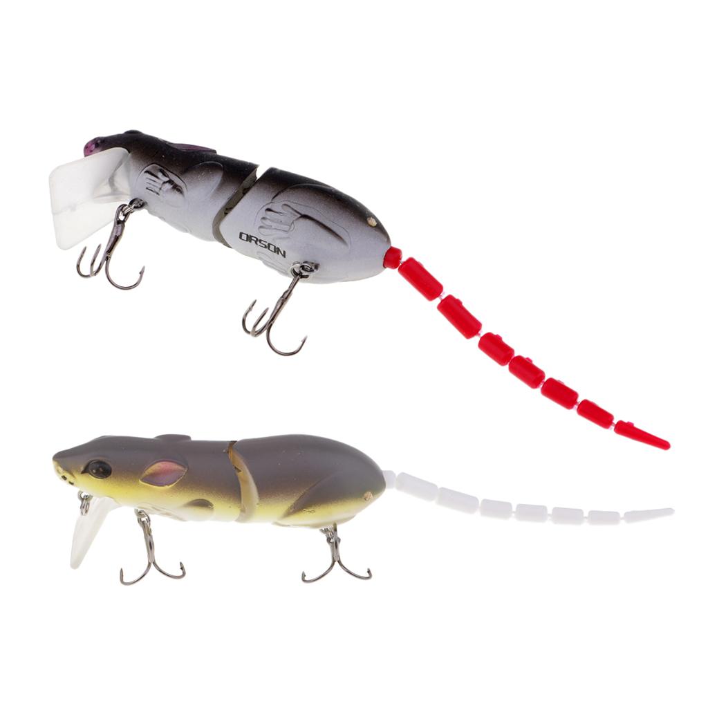 2pcs Multi-joint Tail Mice Rat Lures Topwater Fishing Lures Soft Bass Baits