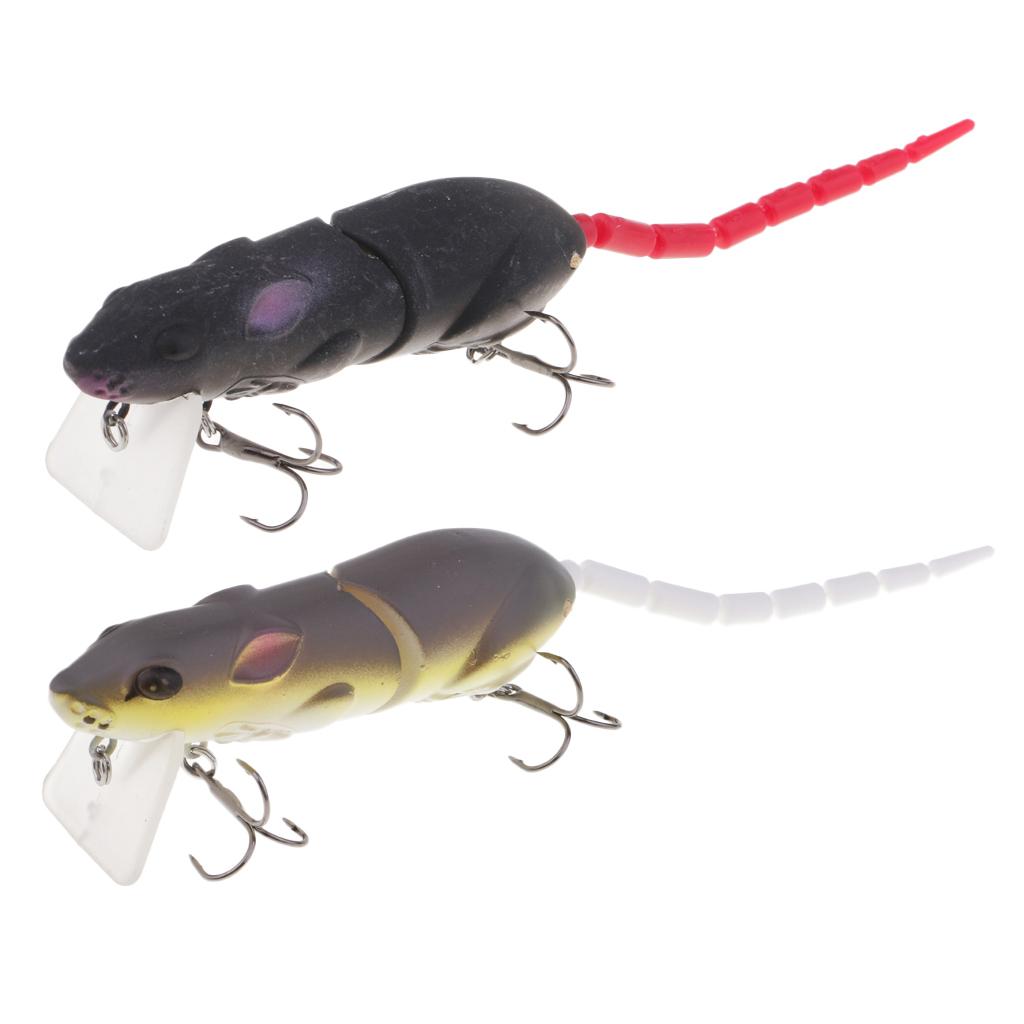 2pcs Multi-joint Tail Mice Rat Lures Topwater Fishing Lures Soft Bass Baits