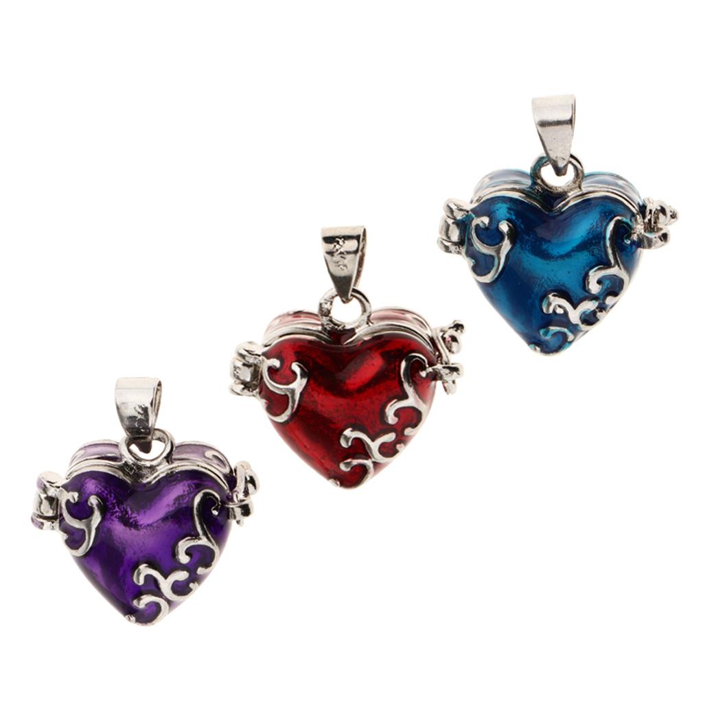 3 Pieces Heart Enamel Openable Cremation Keepsake Urn Pendant Fit Necklace