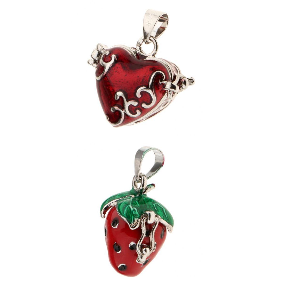 2 Pieces Enamel Strawberry Cremation Keepsake Urn Pendant fit Necklace DIY