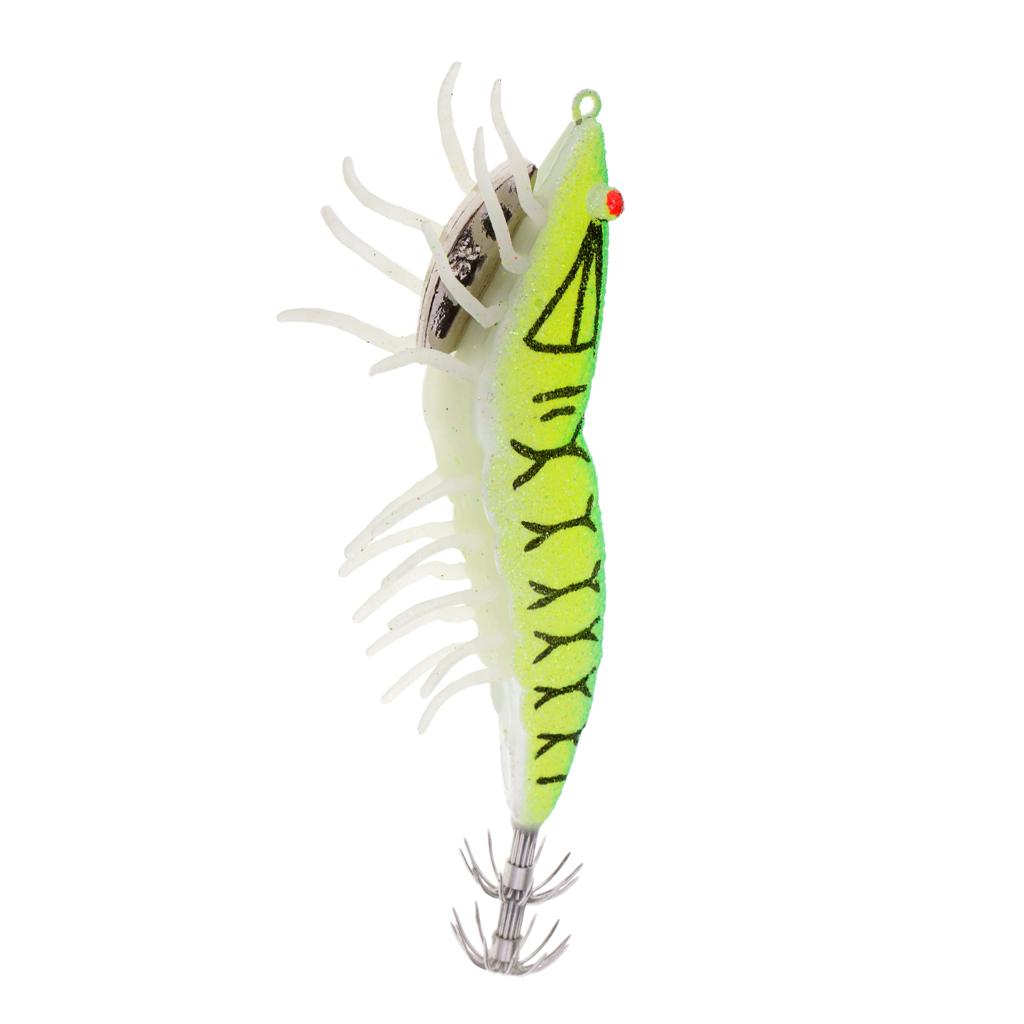 2pcs Squid Jig Hooks Shrimp Fishing Lures Octupus Lures w/ Luminous Soft Leg