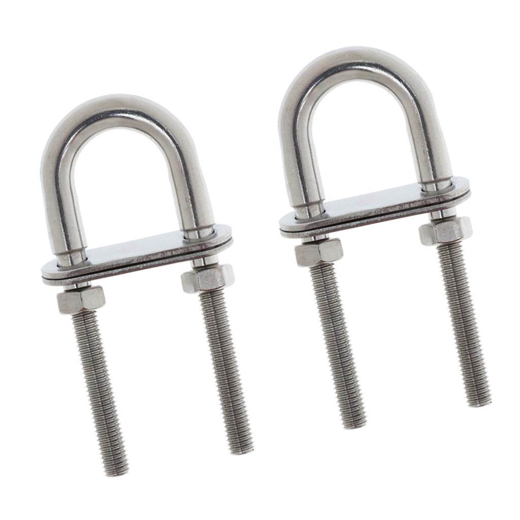 2 Pieces 304 Stainless Steel Boat Bow Stern Eye U-Bolt Marine Rigging M8*100