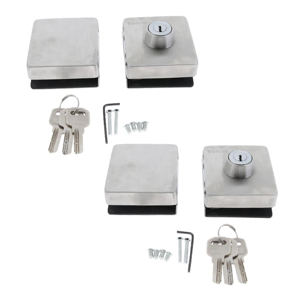 2 Pcs Stainless Steel Glass Double Door Sliding Door Lock No Punching Needed