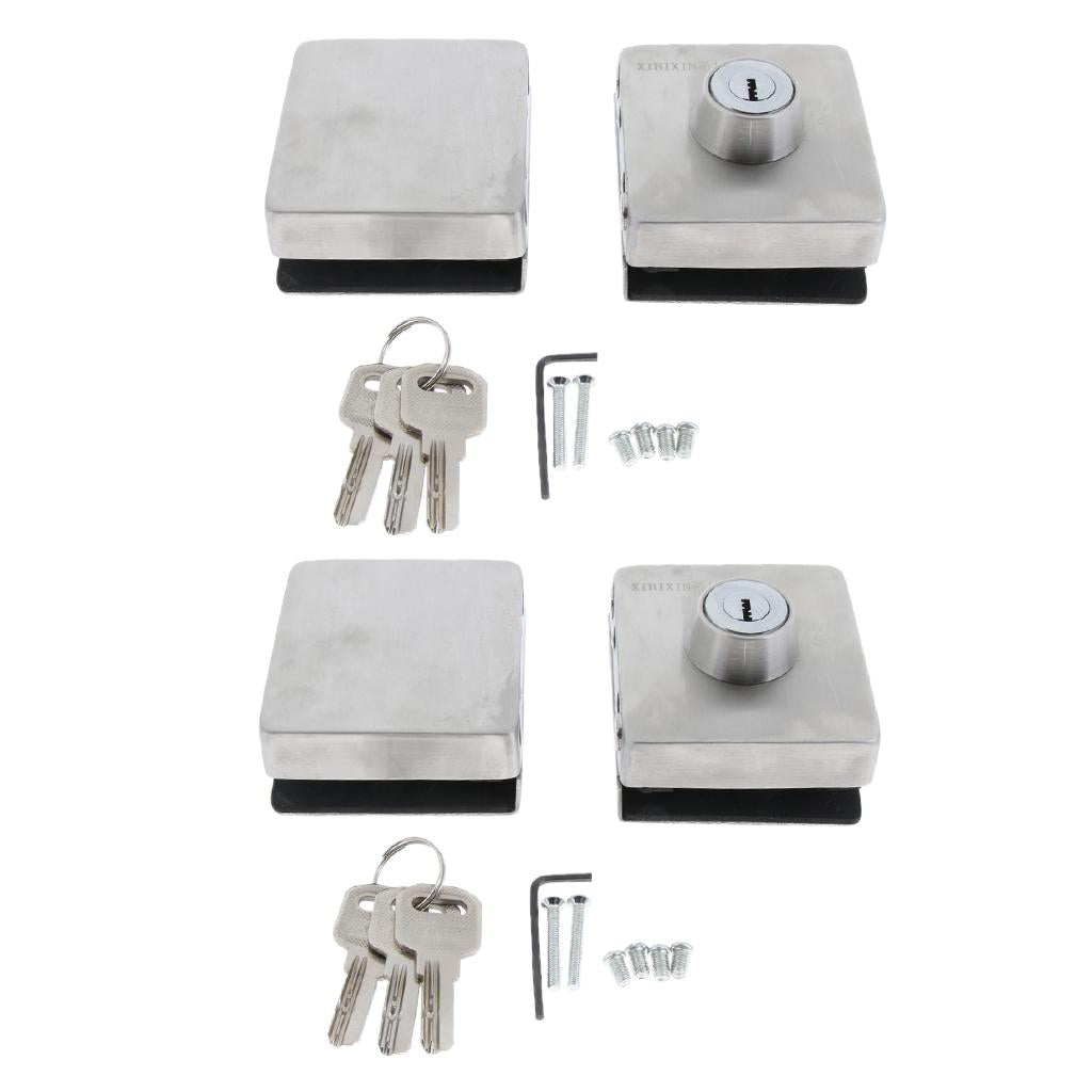 2 Pcs Stainless Steel Glass Double Door Sliding Door Lock No Punching Needed