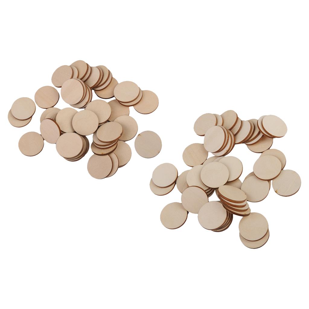 55Pieces 40mm 50mm Round Disc Unfinished Wooden Embellishments DIY Art Craft