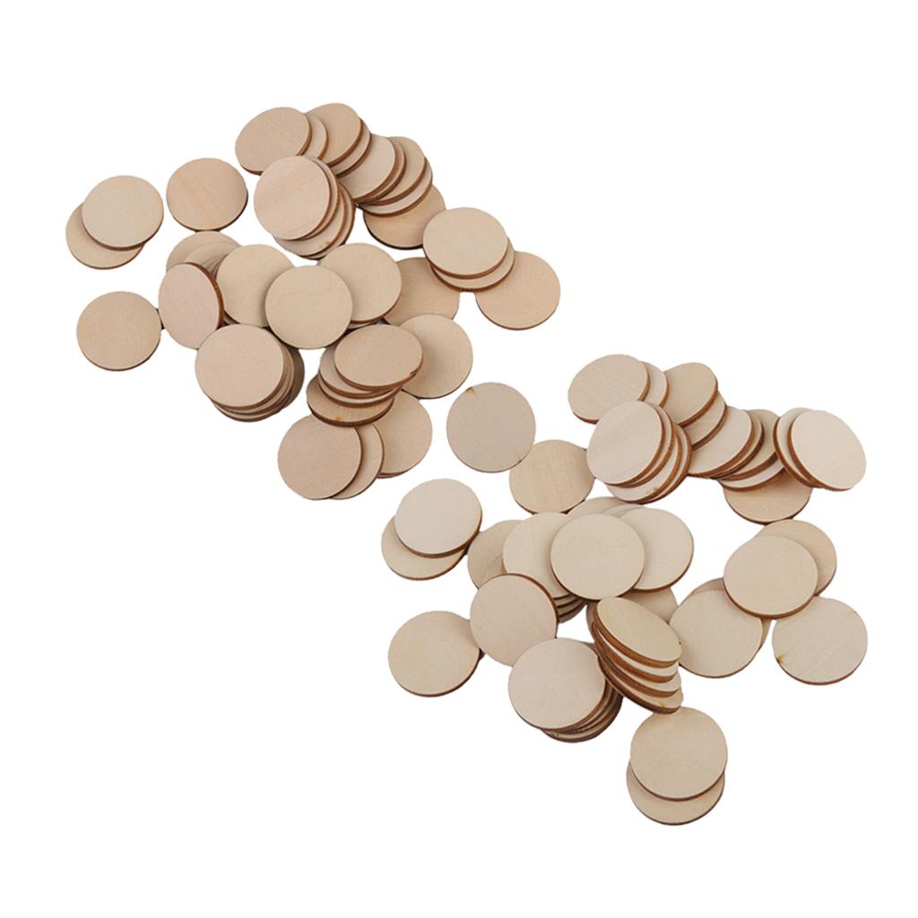 55Pieces 40mm 50mm Round Disc Unfinished Wooden Embellishments DIY Art Craft