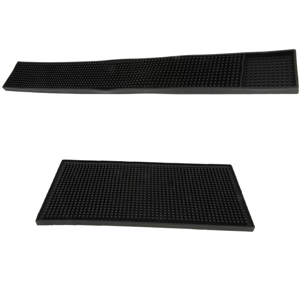 2 Pieces Black Rubber Beer Bar Runners Spill Mats for Home Pub Cafe Party