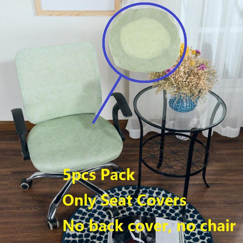 5pcs Universal Spandex Stretch Office Swivel Chair Seat Slipcover Green