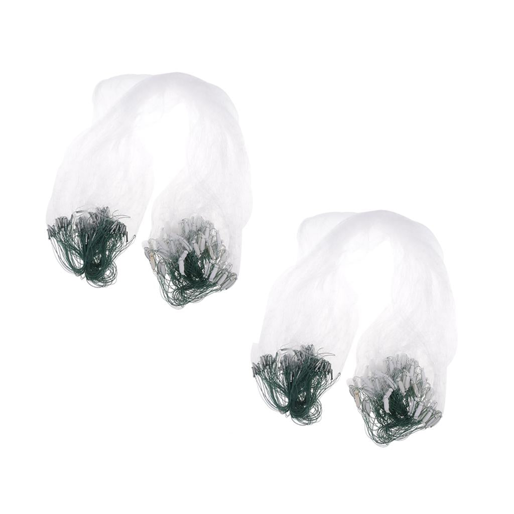 2 Pcs Fishing Gill Net with Floating 20m Sticky Polyethylene Green White Net