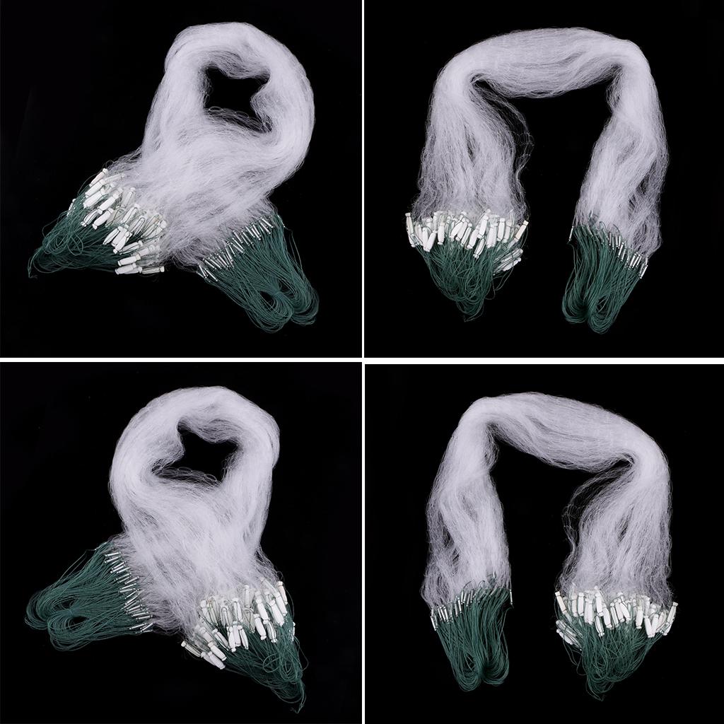 2 Pcs Fishing Gill Net with Floating 20m Sticky Polyethylene Green White Net