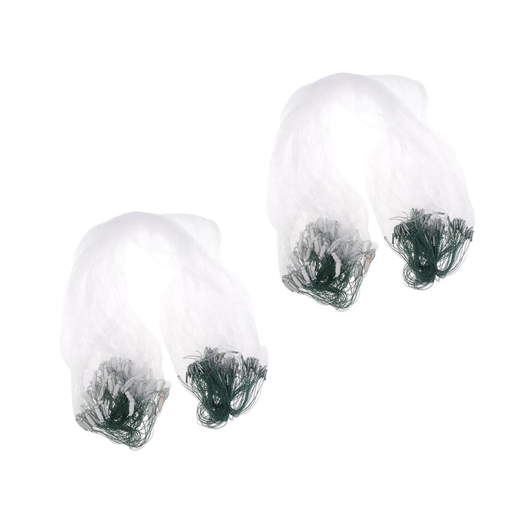 2 Pcs Fishing Gill Net with Floating 20m Sticky Polyethylene Green White Net