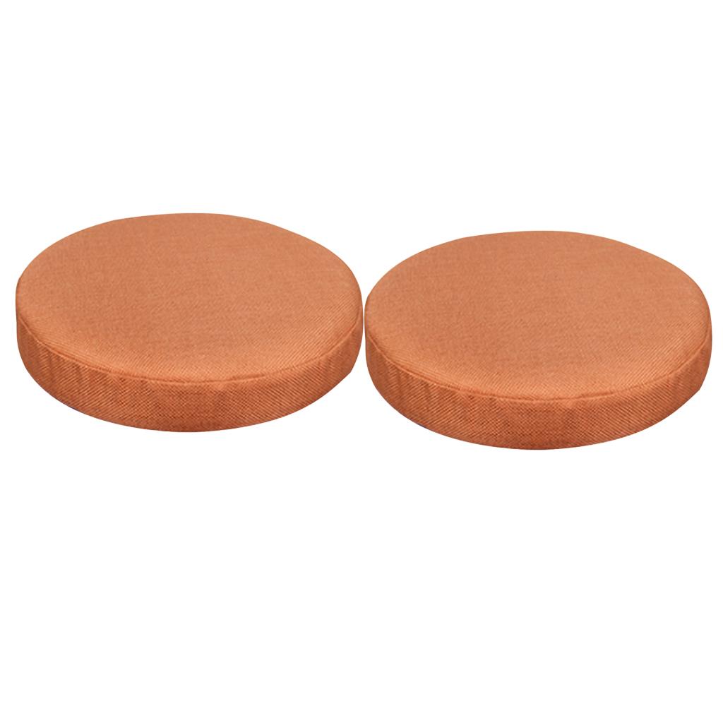 2pcs Bar Stool Covers Round Chair Seat Cover Linen Cotton Sleeve Orange