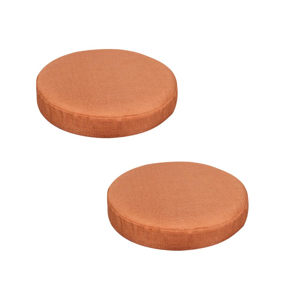 2pcs Bar Stool Covers Round Chair Seat Cover Linen Cotton Sleeve Orange