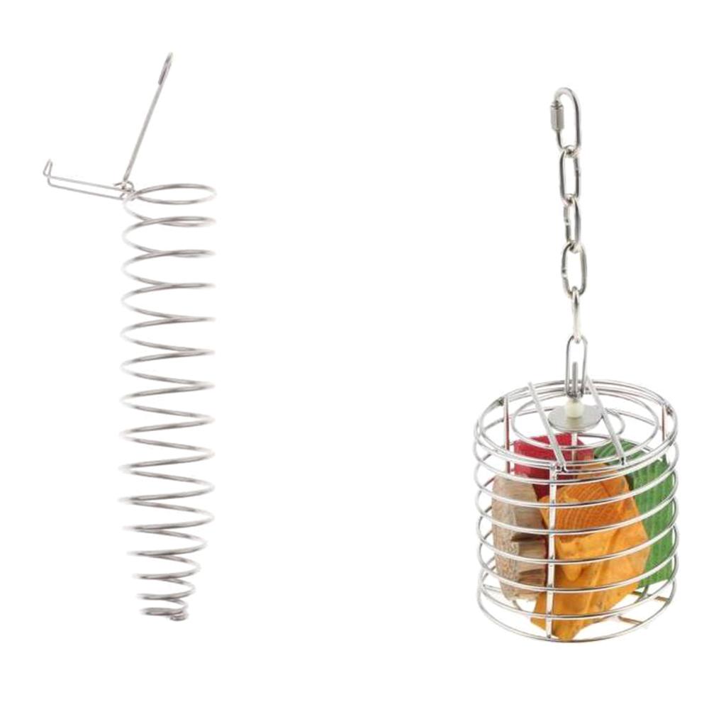 2Pcs Spiral Steel Feeder Bird Parrot Food Fruit Vegetable Holder Toy