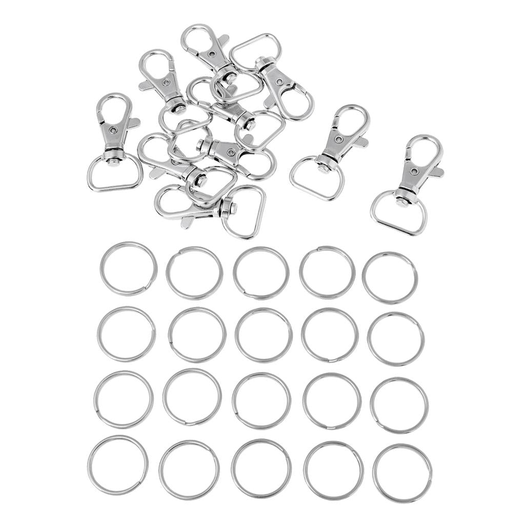10x Silver Tone Lobster Trigger Swivel Clasps for Keyring Hook 13mm-1.8x28mm