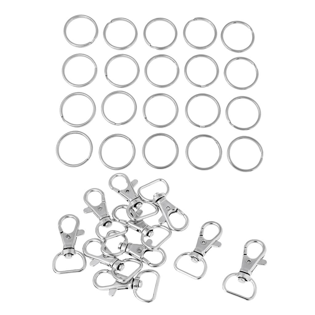 10x Silver Tone Lobster Trigger Swivel Clasps for Keyring Hook 13mm-1.8x28mm