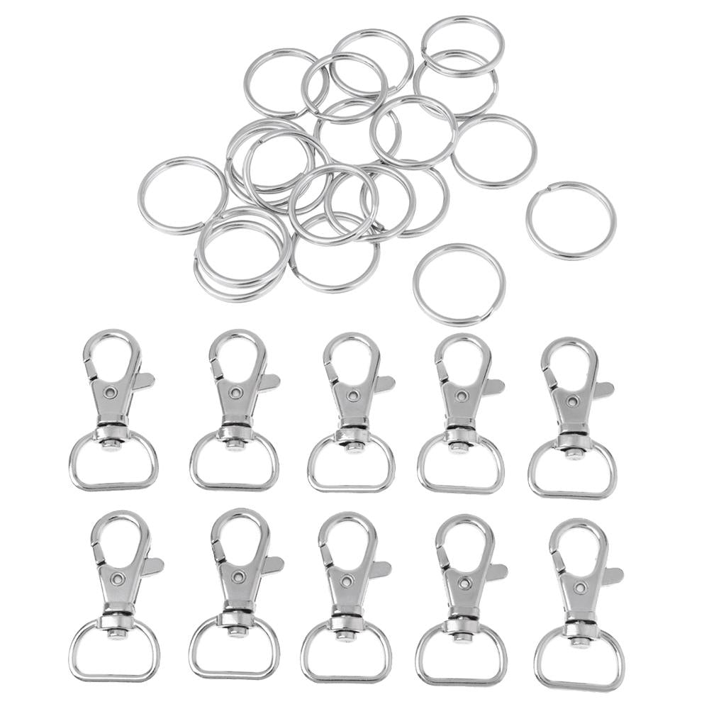 10x Silver Tone Lobster Trigger Swivel Clasps for Keyring Hook 13mm-1.8x28mm