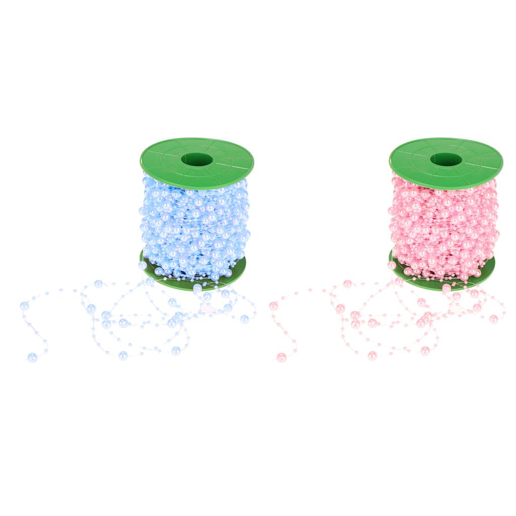 2 Roll Faux Pearls Beads String Garland Wedding Table Decoration 8mm+3mm