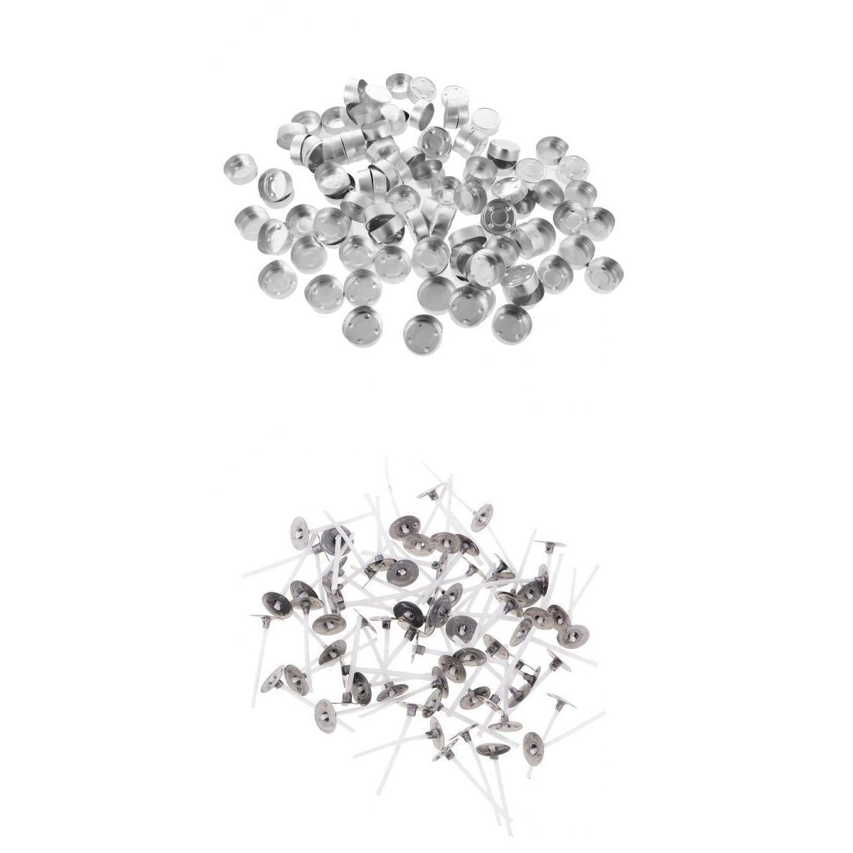 200 Pieces Aluminium Tea Light Case Containers & Candle Wicks Candles Making