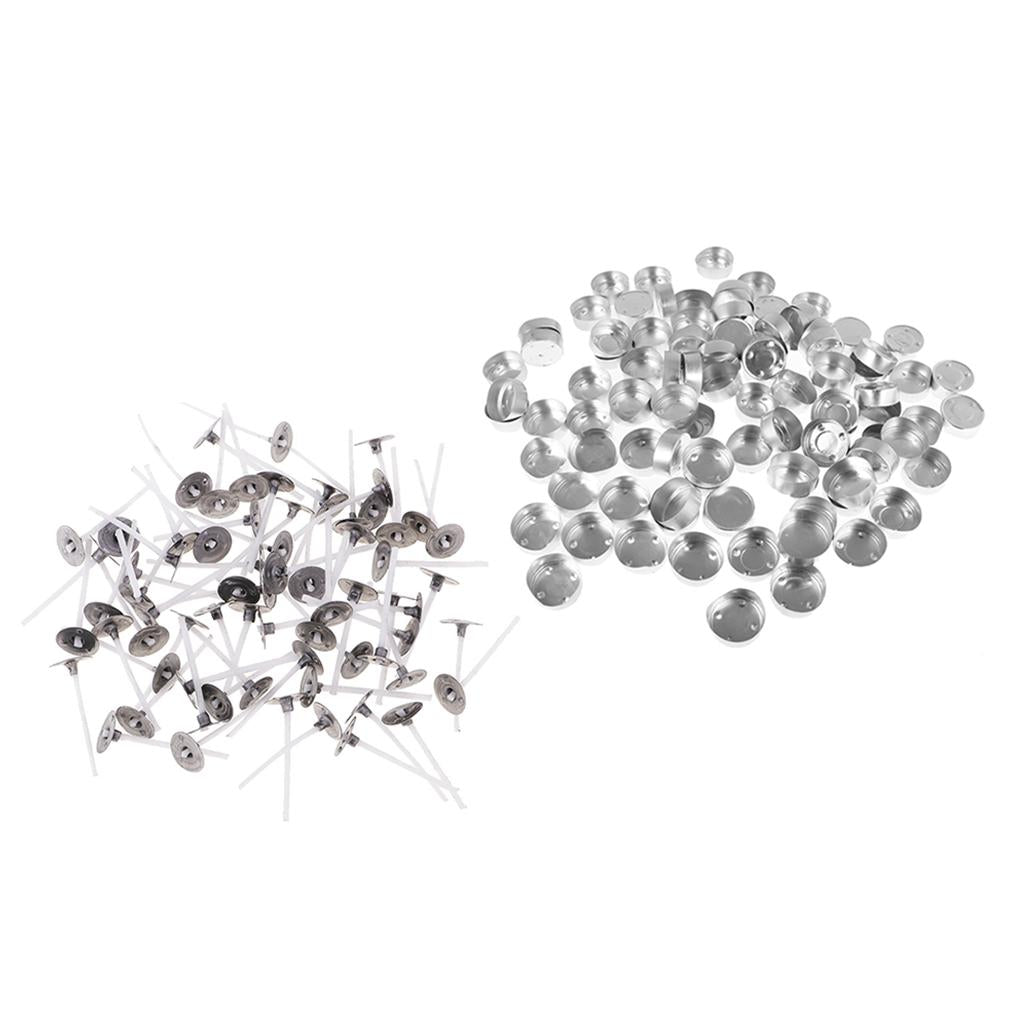 200 Pieces Aluminium Tea Light Case Containers & Candle Wicks Candles Making