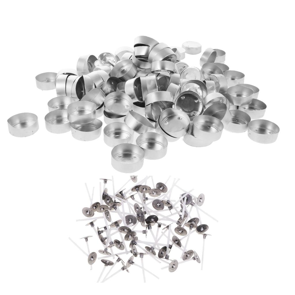 300 Pieces Aluminium Tea Light Case Containers & Candle Wicks Candles Making