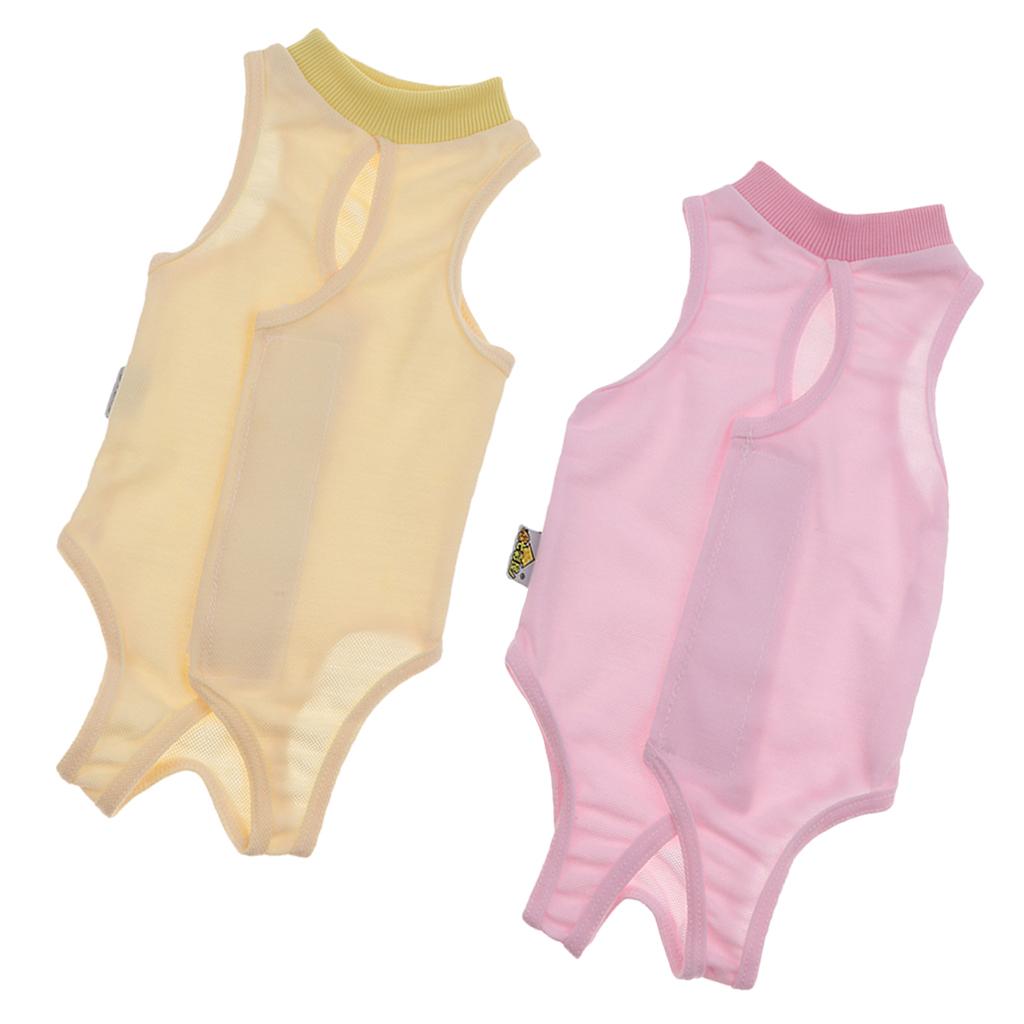2Pcs After Shaving Daily Wear Recovery Suit for Cat Dog Pink & Yellow L