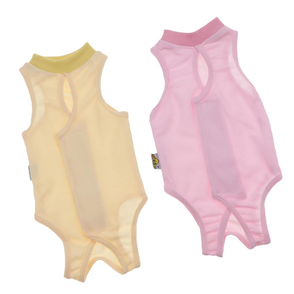 2Pcs After Shaving Daily Wear Recovery Suit for Cat Dog Pink & Yellow L