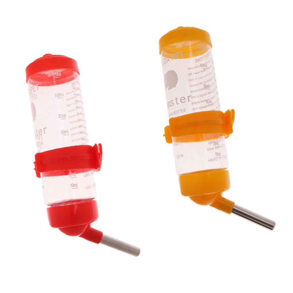 2Pcs 125ml Small Pet Rat Hamster Bunny Water Bottle Dispenser