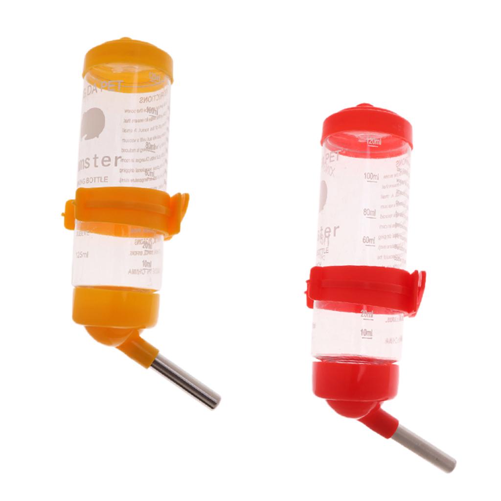 2Pcs 125ml Small Pet Rat Hamster Bunny Water Bottle Dispenser