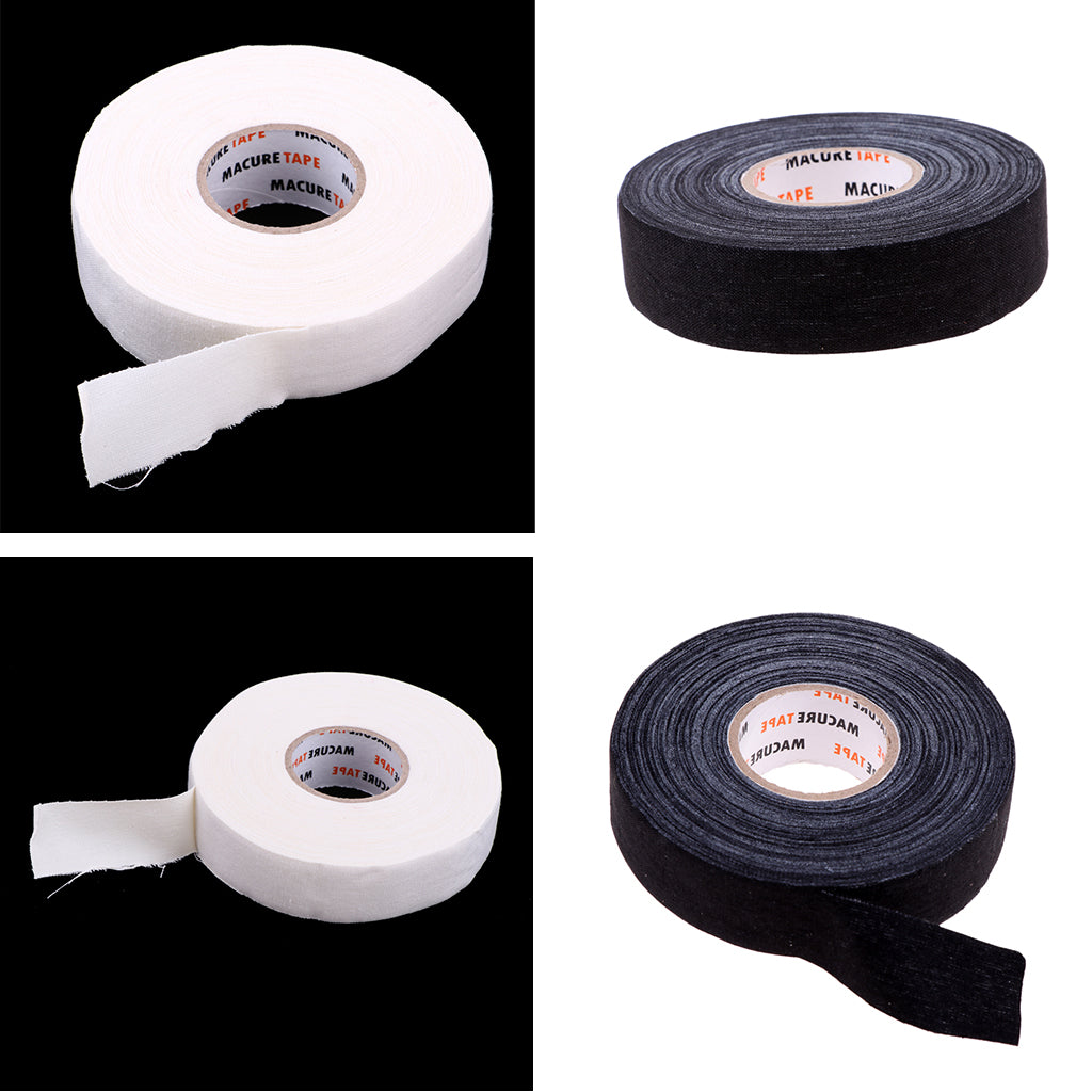 4 Roll Waterproof Adhesive Ice Hockey Cloth Stick Grip Tape 25mmx22.5m Black
