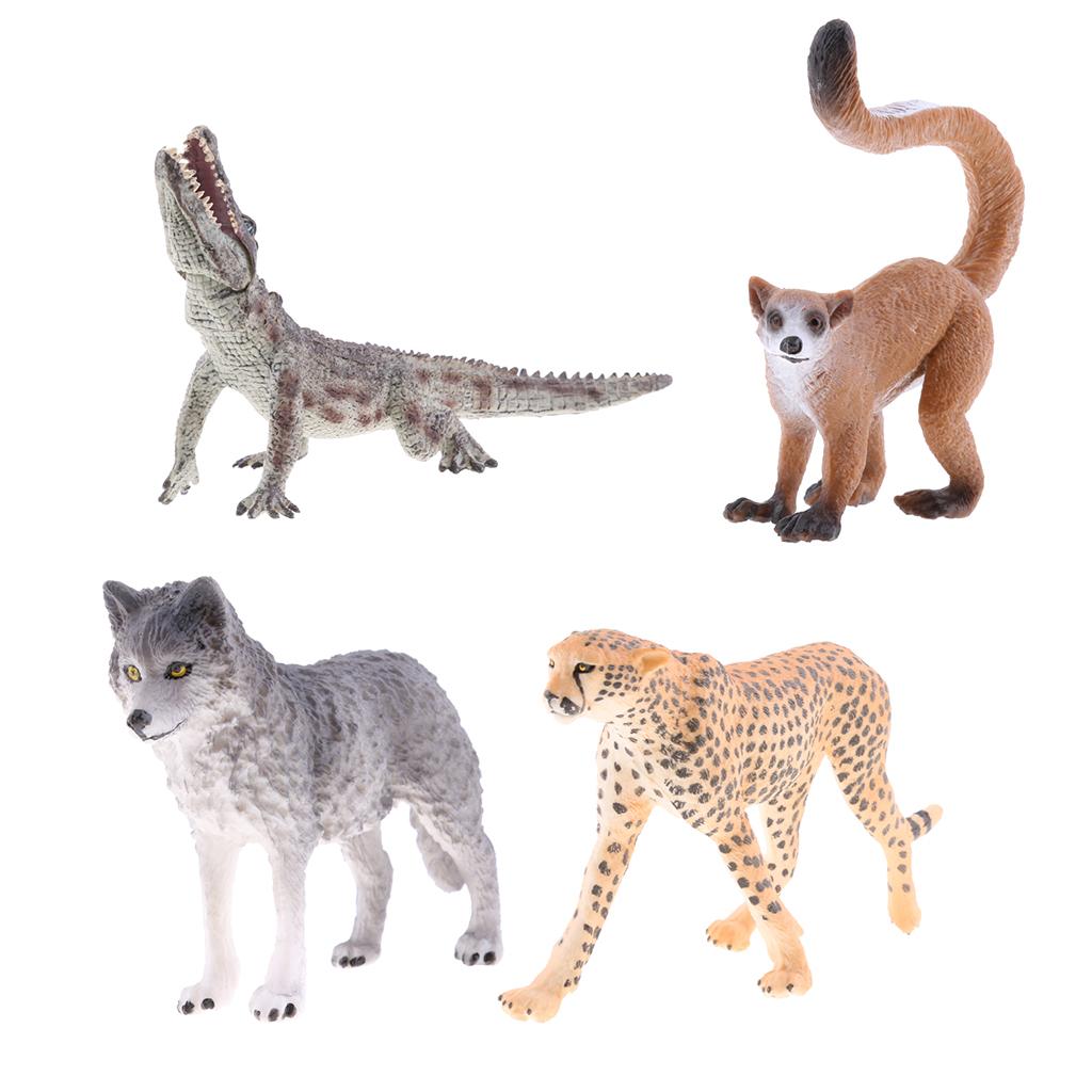 4 Pieces Realistic Animal Model Figurine Action Figures Kids Playset Toy 03