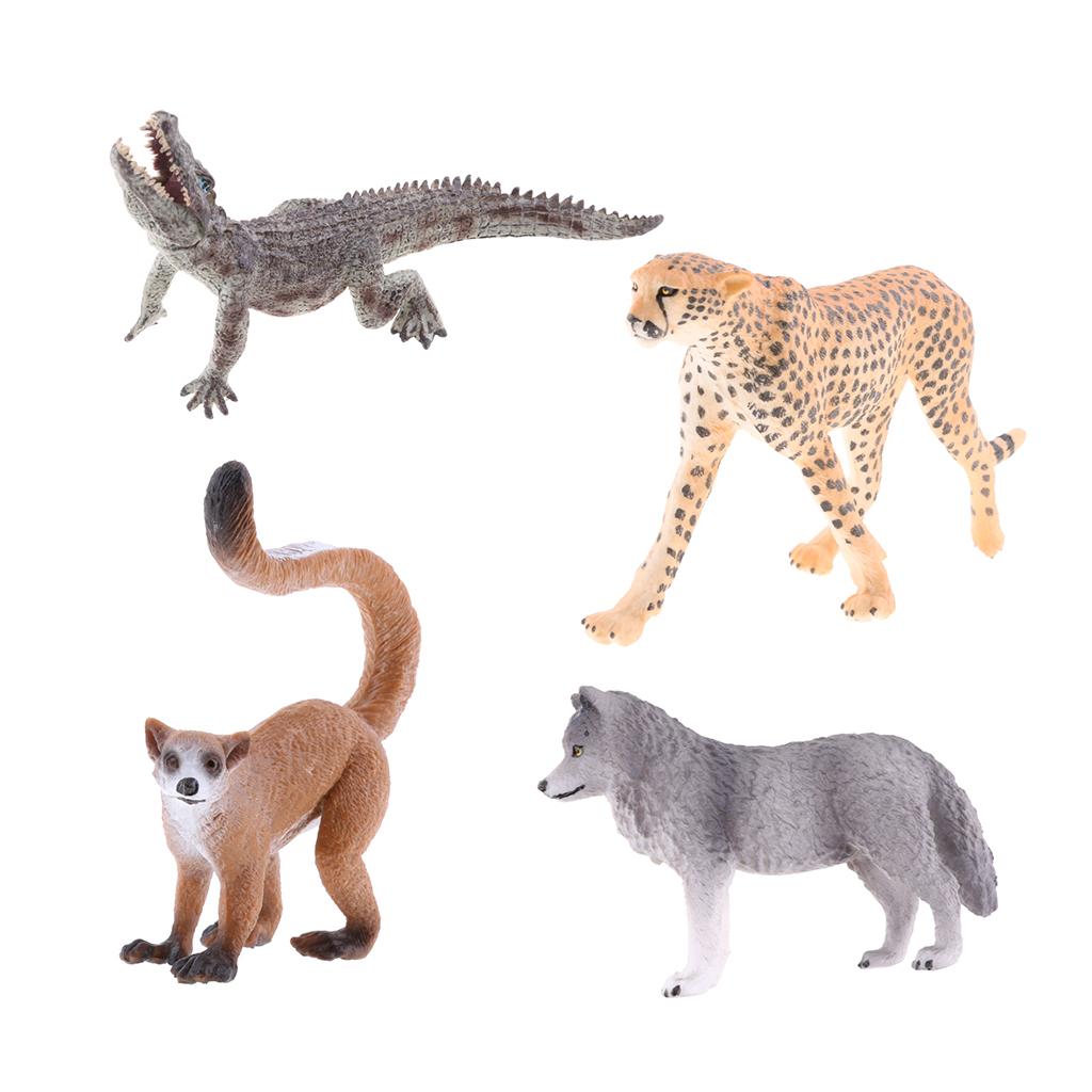 4 Pieces Realistic Animal Model Figurine Action Figures Kids Playset Toy 03