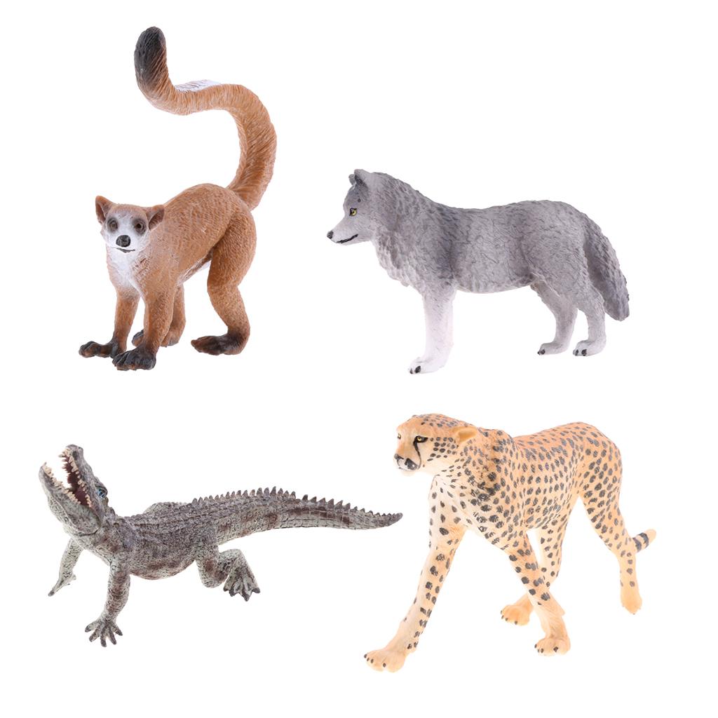 4 Pieces Realistic Animal Model Figurine Action Figures Kids Playset Toy 03