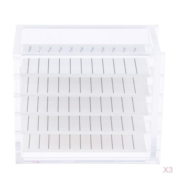 3x Acrylic 5-layer False Eyelash Storage Case Organizer Makeup Glue Pallet