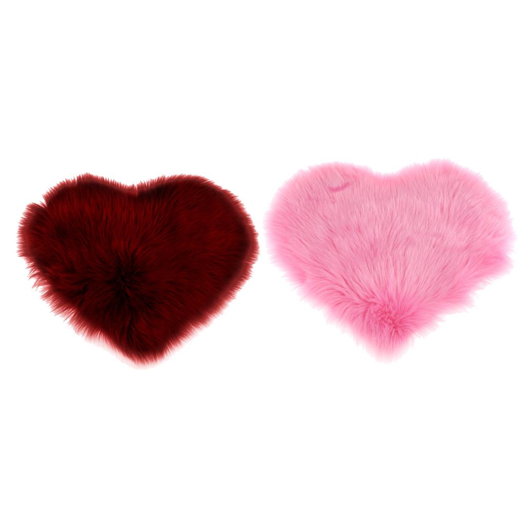 2Pcs Artificial Wool Soft Plush Sofa Pillow Case Cushion Cover Red &Pink