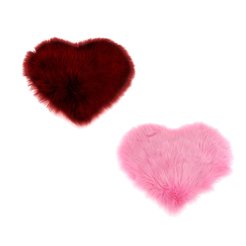 2Pcs Artificial Wool Soft Plush Sofa Pillow Case Cushion Cover Red &Pink