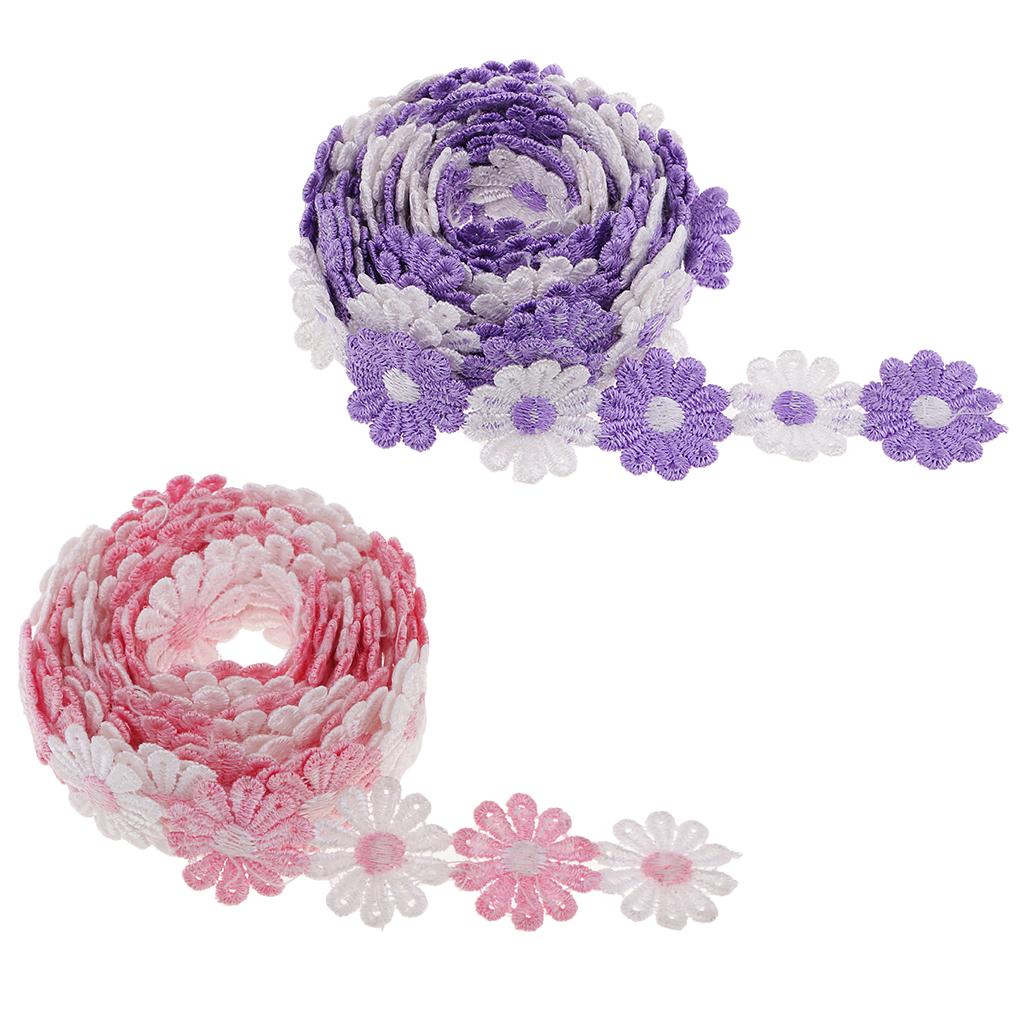 6 Yards Mixed Daisy Flowers DIY Trim Ribbon DIY Sewing Crafts Lace Trimmings