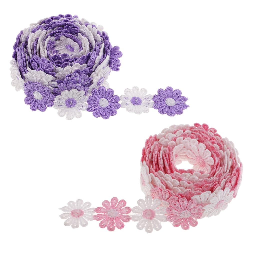 6 Yards Mixed Daisy Flowers DIY Trim Ribbon DIY Sewing Crafts Lace Trimmings