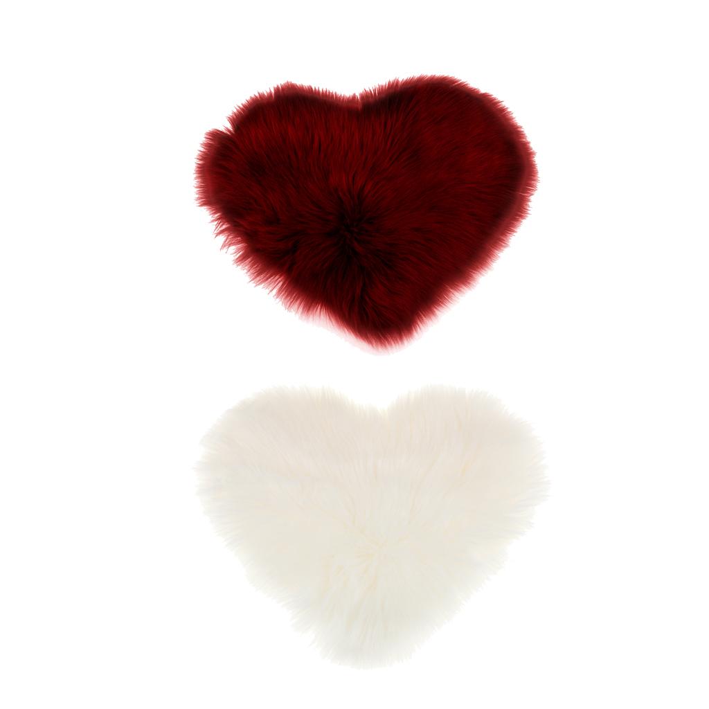 2Pcs Artificial Wool Soft Plush Sofa Pillow Case Cushion Cover Red &White