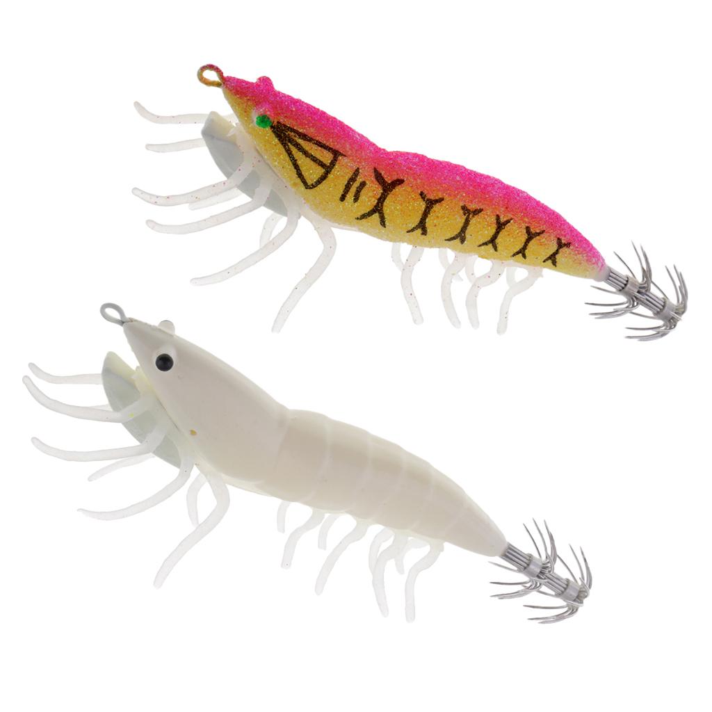 2 Pieces Squid Jig Hooks Shrimp Hard Artificial Fishing Octupus Shrimp Bait