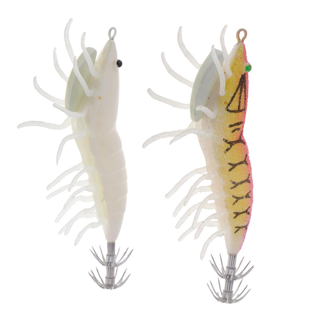 2 Pieces Squid Jig Hooks Shrimp Hard Artificial Fishing Octupus Shrimp Bait