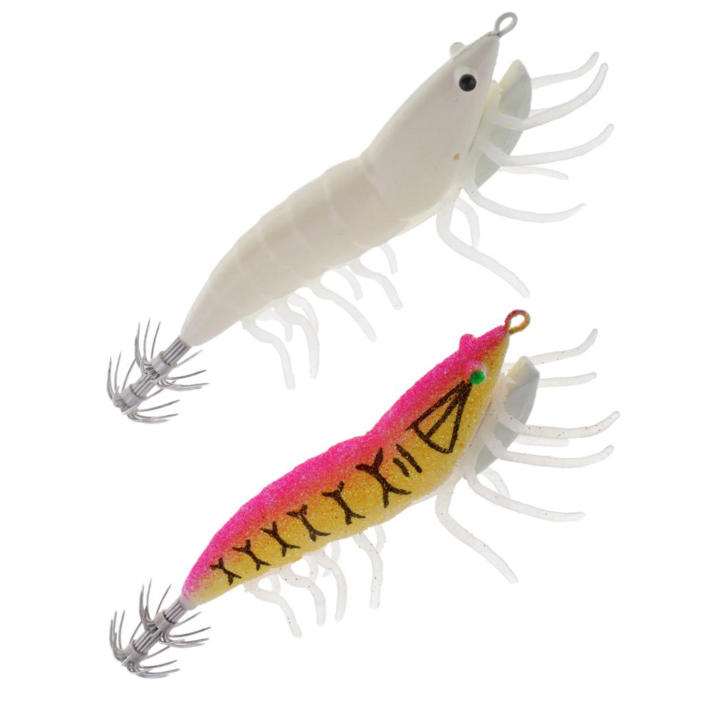 2 Pieces Squid Jig Hooks Shrimp Hard Artificial Fishing Octupus Shrimp Bait