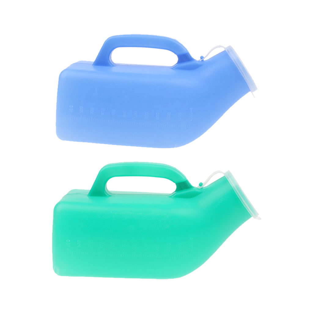 2Pcs 1000ml Elder Urinal Bottle Chamber Pot Emergency Toilet Pouch with Lid