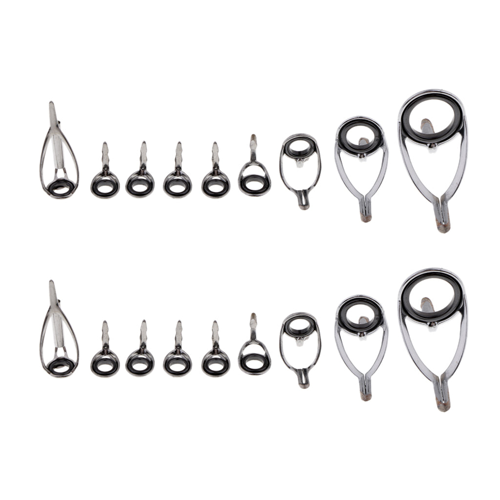 18pcs Ceramic Ring Eyes Fishing Rod Guide Free Stainless Steel Frame