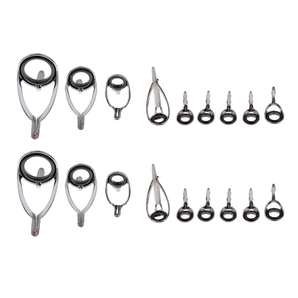 18pcs Ceramic Ring Eyes Fishing Rod Guide Free Stainless Steel Frame