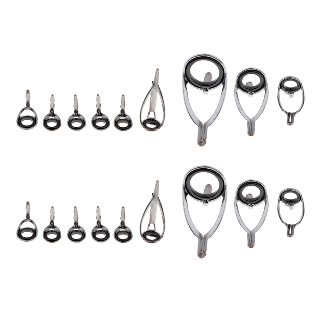 18pcs Ceramic Ring Eyes Fishing Rod Guide Free Stainless Steel Frame