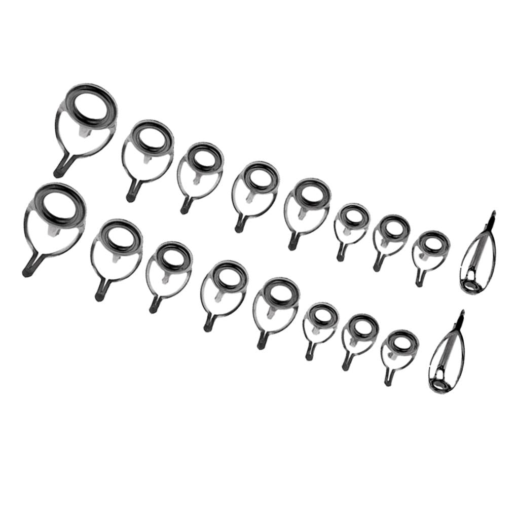 18pcs Fishing Rod Guide Tip Eye Ring Casting Fishing Rod Repair Kit Building