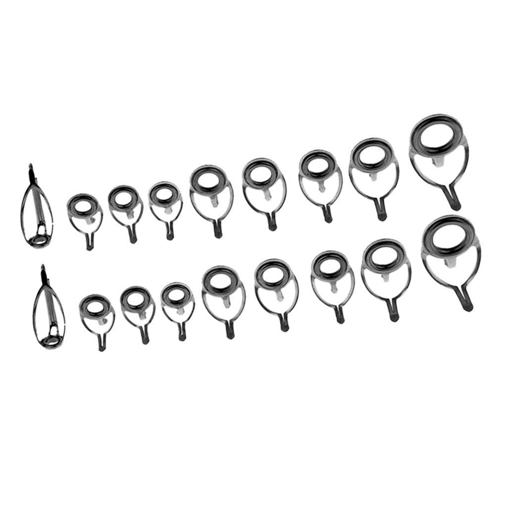 18pcs Fishing Rod Guide Tip Eye Ring Casting Fishing Rod Repair Kit Building