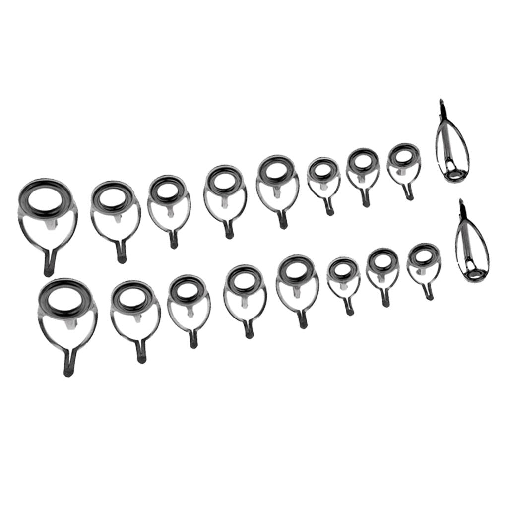 18pcs Fishing Rod Guide Tip Eye Ring Casting Fishing Rod Repair Kit Building